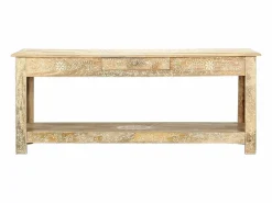 Mesa de centro pintada a mano madera maciza mango 110x50x45 cm^Clicnbuy Outlet
