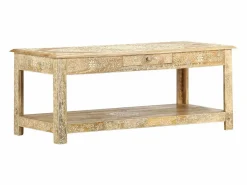 Mesa de centro pintada a mano madera maciza mango 110x50x45 cm^Clicnbuy Outlet