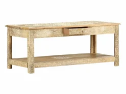 Mesa de centro pintada a mano madera maciza mango 110x50x45 cm^Clicnbuy Outlet