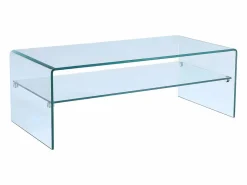 Vente-unique Mesa de centro STILEOS - Doble nivel - Cristal templado Transparente New