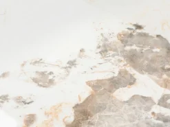 Vente-unique Mesa de centro tableros pivotantes de cerámica y vidrio templado - Efecto mármol blanco - ELDOVA Transparente / Topo / Blanco Best