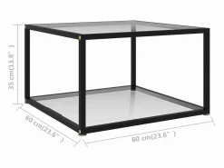 Clicnbuy Mesa de centro vidrio templado 60x60x35 cm Transparente Sale