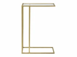 Mesa de centro y lateral rectangular de metal y vidrio London Dorado Outlet