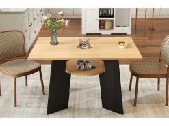 Mesa de comedor - 130 x 85 x 75 cm - con espacio para mascotas y bandeja de almacenamiento - MDF -^Merax New