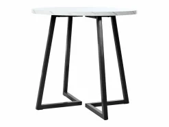 Mesa de comedor - 80 x 80 x 75 cm - Mesa redonda de metal con moderno diseño de mármol - MDF - /dorado^Merax Best
