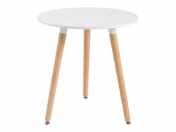 Vente-unique Mesa de comedor 2 comensales de MDF y haya - - ROLENA Blanco Hot