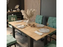 Vicco Mesa de comedor antracita/roble dorado 160x80x76 repose Gris antracita / Color natural claro Discount