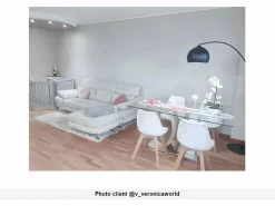 Vente-unique Mesa De Comedor|Mesa de comedor AYANE 6 cubiertos - Tapa cristal templado