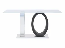 Mesa de comedor AYANE - Tapa cristal templado Gris y blanco^Vente-unique