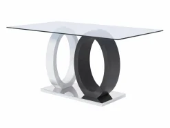 Mesa de comedor AYANE - Tapa cristal templado Gris y blanco^Vente-unique