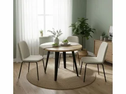 Mesa de comedor BergE redonda extensible nordish/negro Ø100x76 cm^ADEC Online