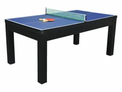 Vente-unique Billar|Mesa de comedor convertible en mesa de billar y ping pong - Negro - 180 cm de ancho - SOUSA