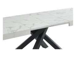 Vente-unique Mesa de comedor de 6 a 10 cubiertos de MDF y metal - Efecto mármol y negro - CATONAV Blanco Outlet
