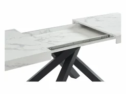 Vente-unique Mesa de comedor de 6 a 10 cubiertos de MDF y metal - Efecto mármol y negro - CATONAV Blanco Outlet