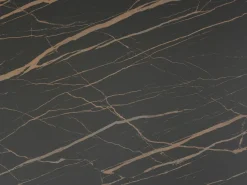 Maison Céphy Mesa de comedor de cristal templado, cerámica y metal - Efecto mármol negro y dorado - LOZIPA Negro / Dorado