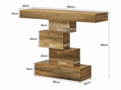 Mesa de comedor de granja de 108 cm, mesa de salón estrecha de madera detrás del sofá con base geométrica^Tribesigns Online