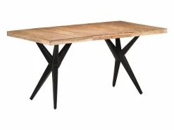 vidaxl Mesa de comedor de madera maciza de acacia 160x80x76 cm Negro Hot