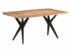vidaxl Mesa de comedor de madera maciza de acacia 160x80x76 cm Negro Hot