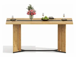 Mesa de comedor de madera de estilo escandinavo - 150 x 80 x 75 cm - veta de roble - MDF - natural^Merax New