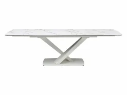Mesa de comedor de vidrio templado, cerámica y metal - Efecto mármol - MALATA^Maison Céphy Sale