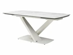 Mesa de comedor de vidrio templado, cerámica y metal - Efecto mármol - MALATA^Maison Céphy Sale