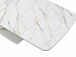 Mesa de comedor de vidrio templado, cerámica y metal - Efecto mármol - MALATA^Maison Céphy Sale