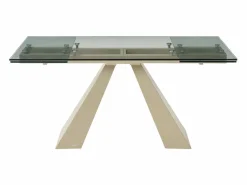 Maison Céphy Mesa Extensible|Mesa De Comedor|Mesa de comedor de vidrio templado y metal beige - - LOZIPA