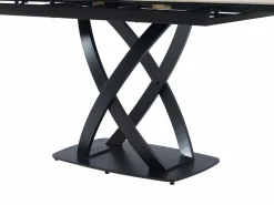 Mesa de comedor en cerámica y vidrio templado - Efecto mármol blanco y negro - LIOMELI^Maison Céphy New