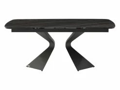 Maison Céphy Mesa Extensible|Mesa de comedor en vidrio templado, cerámica y metal - Efecto mármol - KAJARI