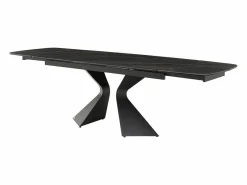 Maison Céphy Mesa Extensible|Mesa de comedor en vidrio templado, cerámica y metal - Efecto mármol - KAJARI