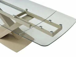 Maison Céphy Mesa Extensible|Mesa De Comedor|Mesa de comedor en vidrio templado y metal - Transparente y beige - MALATA