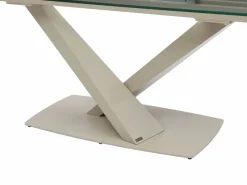 Maison Céphy Mesa Extensible|Mesa De Comedor|Mesa de comedor en vidrio templado y metal - Transparente y beige - MALATA