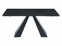 Mesa de comedor en vidrio templado, cerámica y metal - Efecto mármol - LOZIPA^Maison Céphy Sale