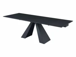 Mesa de comedor en vidrio templado, cerámica y metal - Efecto mármol - LOZIPA^Maison Céphy Sale