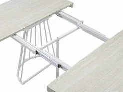 Vente-unique Mesa de comedor extensible para 2 a 12 personas en MDF y acero - Efecto travertino beige y blanco - FIRELA Beige / Blanco New
