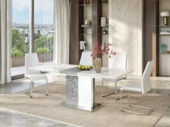 Vente-unique Mesa de comedor extensible 6 a 8 comensales de MDF blanco EREN Gris / Blanco Discount