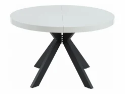 Mesa de comedor extensible 4 a 8 comensales de MDF y acero - blanco lacado y negro - KOMONI^Vente-unique Sale