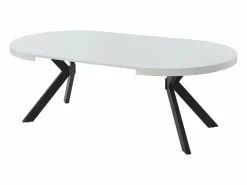 Mesa de comedor extensible 4 a 8 comensales de MDF y acero - blanco lacado y negro - KOMONI^Vente-unique Sale
