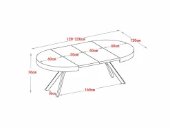 Mesa de comedor extensible 4 a 8 comensales de MDF y acero - blanco lacado y negro - KOMONI^Vente-unique Sale