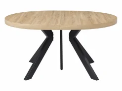 Vente-unique Mesa de comedor extensible 6 a 12 comensales de MDF y acero - Natural y negro - KOMONI Negro / Color natural claro Discount