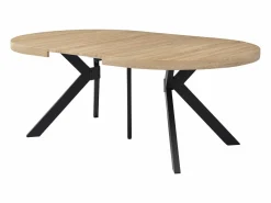 Vente-unique Mesa de comedor extensible 6 a 12 comensales de MDF y acero - Natural y negro - KOMONI Negro / Color natural claro Discount