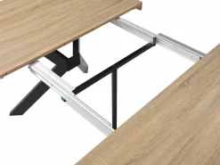 Vente-unique Mesa de comedor extensible 6 a 12 comensales de MDF y acero - Natural y negro - KOMONI Negro / Color natural claro Discount