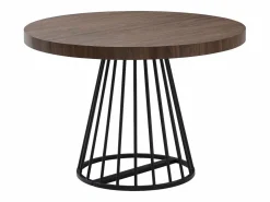 Mesa de comedor extensible 2 a 12 personas en MDF y acero - Marrón oscuro natural y negro - FIRELA^Vente-unique Sale