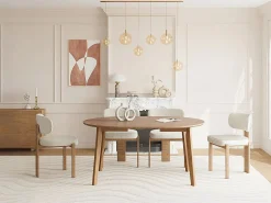 Vente-unique Mesa de comedor extensible para 4 a 8 personas chapado de roble - Natural - MARIZEL Color natural claro Clearance