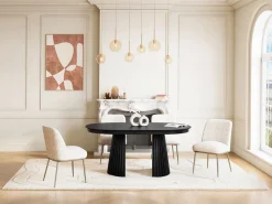 Vente-unique Mesa de comedor extensible de 4 a 10 personas chapa de fresno - - LATSURY Negro