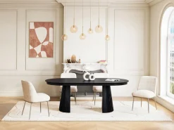 Vente-unique Mesa de comedor extensible de 4 a 10 personas chapa de fresno - - LATSURY Negro