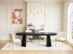 Vente-unique Mesa de comedor extensible de 4 a 10 personas chapa de fresno - - LATSURY Negro