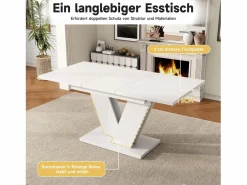 Mesa de comedor extensible - 120/160 x 80 x 75 cm - para 4-6 personas - Patas en forma de V - MDF -^Merax Best