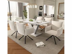 Mesa de comedor extensible - 120/160 x 80 x 75 cm - para 4-6 personas - Patas en forma de V - MDF -^Merax Best