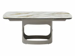 Mesa de comedor extensible 6 a 10 personas en cerámica, cristal templado y metal topo - Efecto mármol - DAVULO de Maison Céphy^Vente-unique New